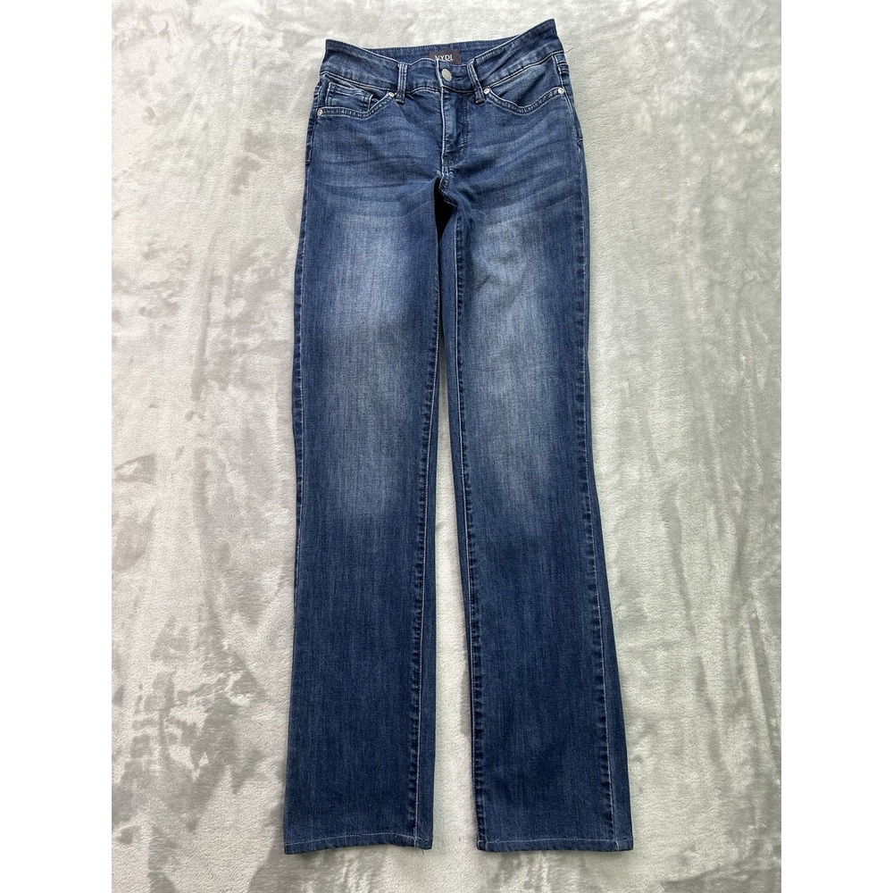 NYDJ Womens Sz 00 Extra Long Blue Jeans Marilyn Straight Cool Embrace Lift Tuck